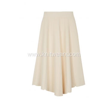 Women's Knitted Elastic Waist Pleated Wide Skirt